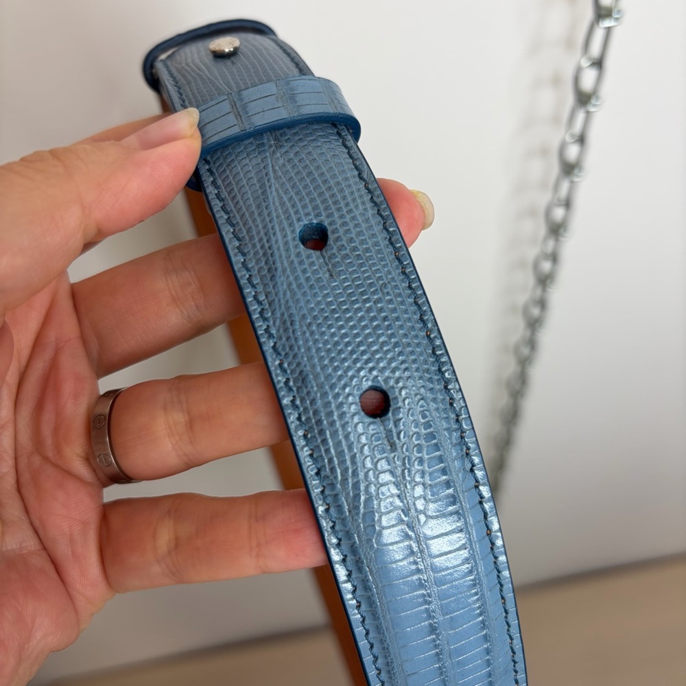Acne Light Blue Textured Leather Belt size S - Picture 6 of 9